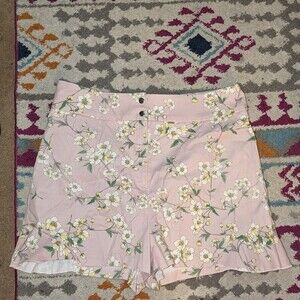 Express Pink High Waisted Shorts with Flare